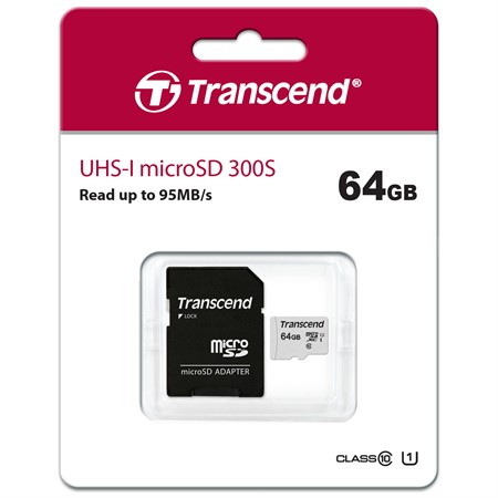 Transcends microSDXC, 64GB, Class 10