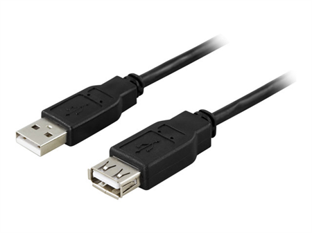 Deltaco USB-förlängning Typ A hane - typ A hona 2m, svart