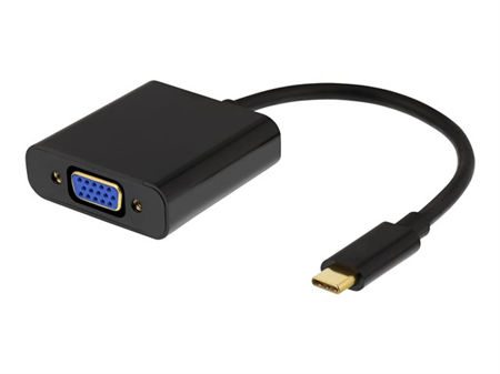 Deltaco adapter USBC-VGA + 3,5mm
